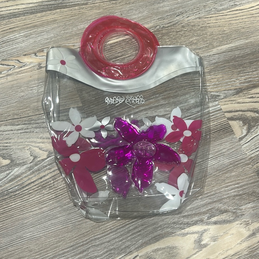 clear bag with floral design